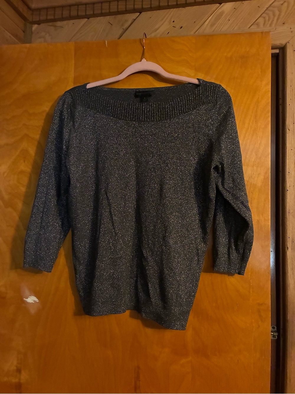 Worthington Metallic Gray Boatneck Sweater